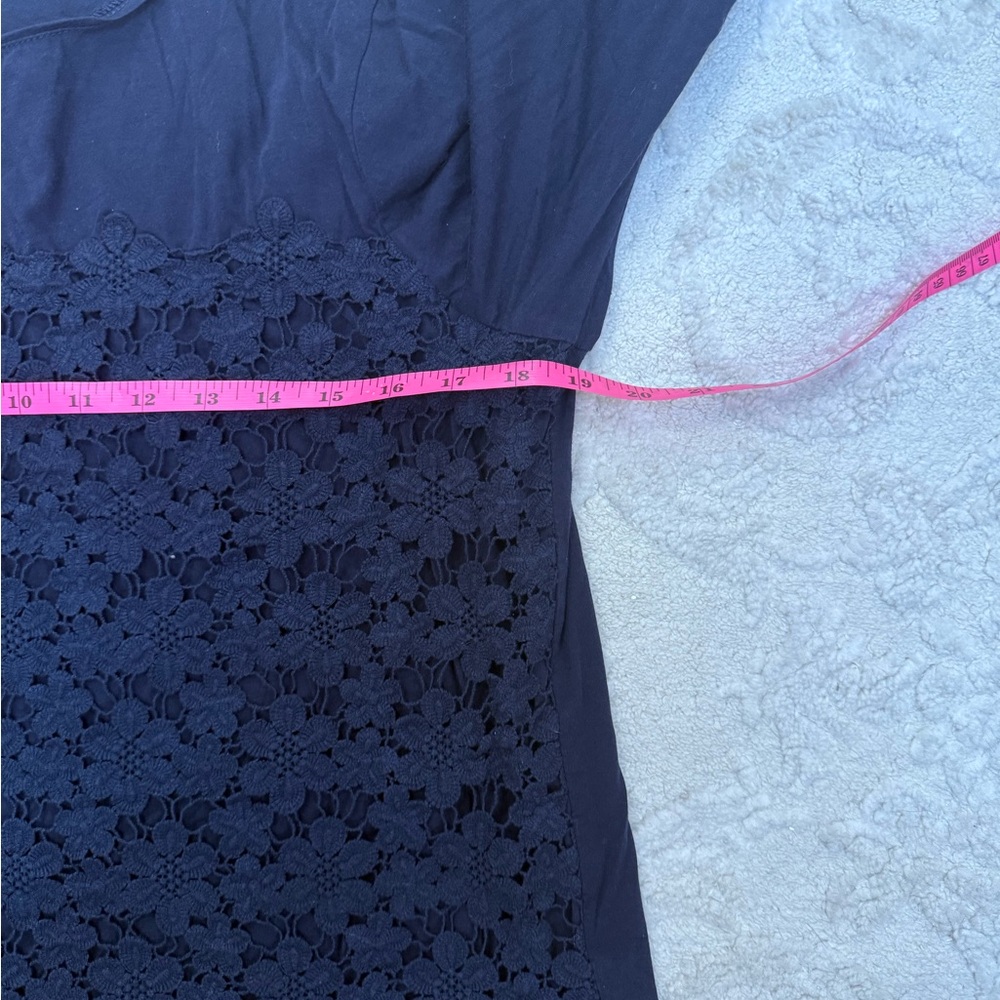 J.Crew Women’s XL Navy Lace Front Long Sleeve Cotton Top - Picture 5 of 7